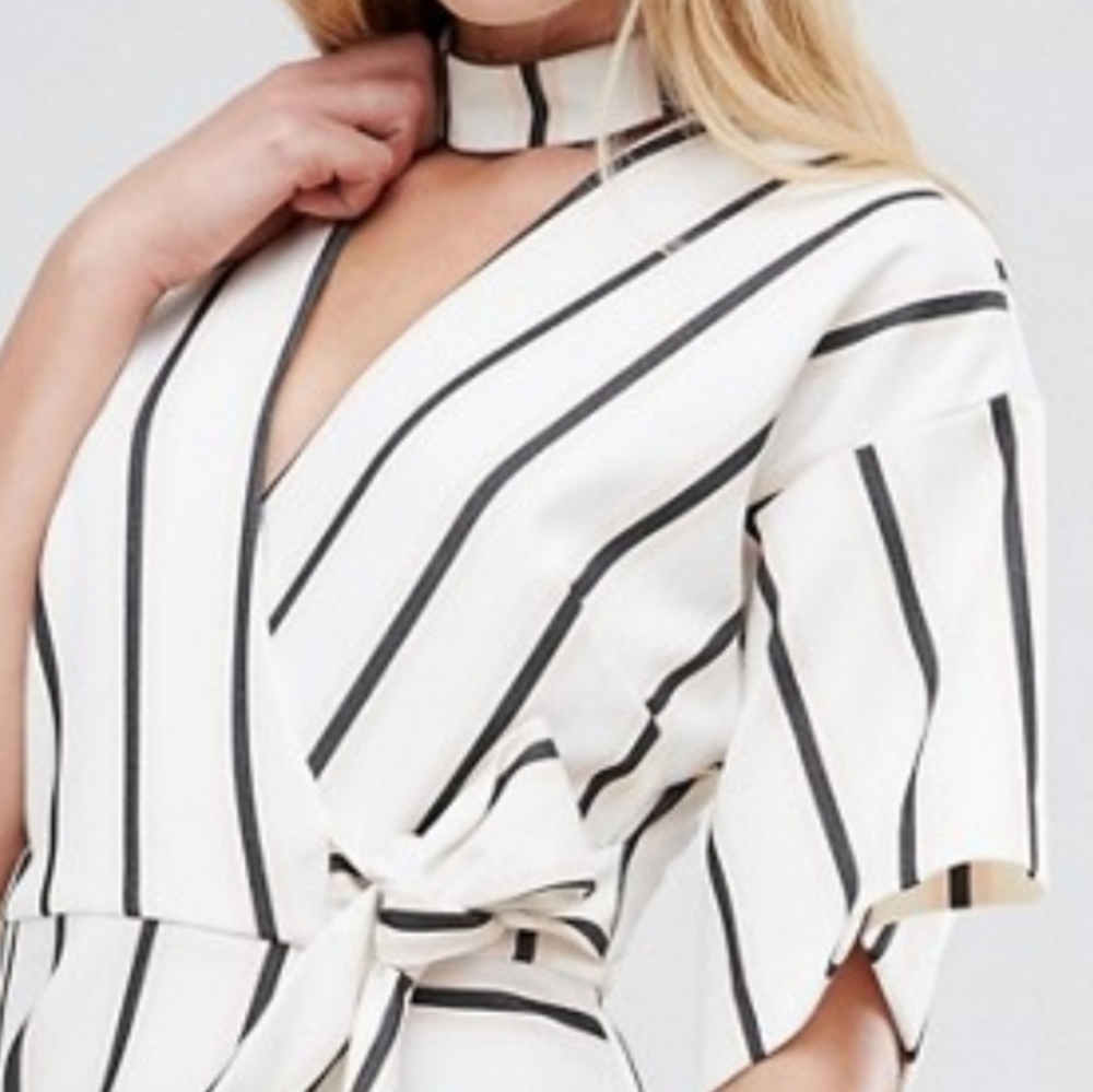 NWT ASOS Striped Wrap Dress Size 2 - Picture 4 of 14